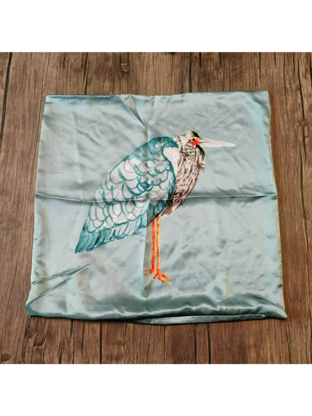 West Elm Blue Heron Silk Pillow Cover 18